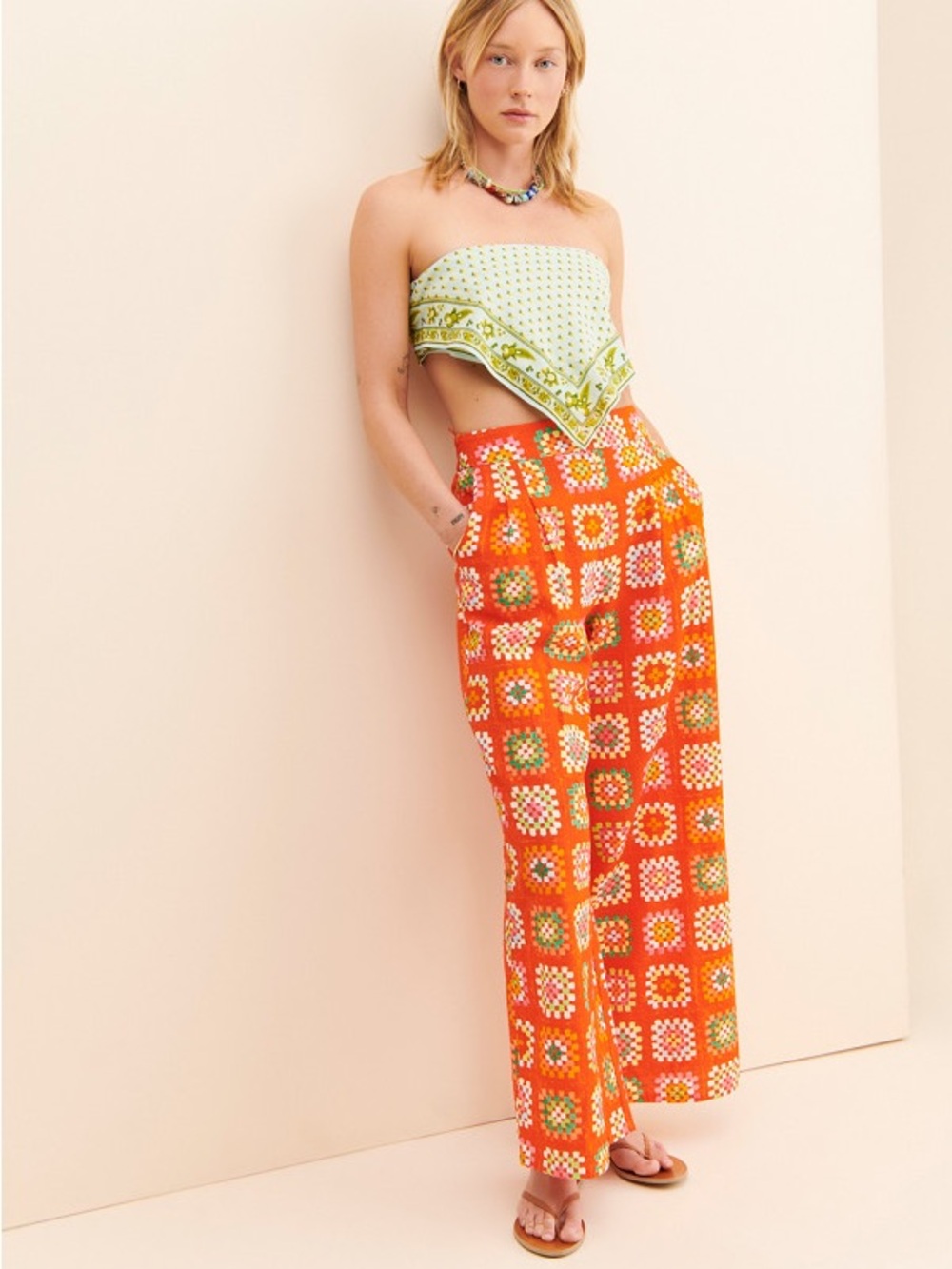 Rachel Antonoff Snyder Pant in Granny Square Print - Size M